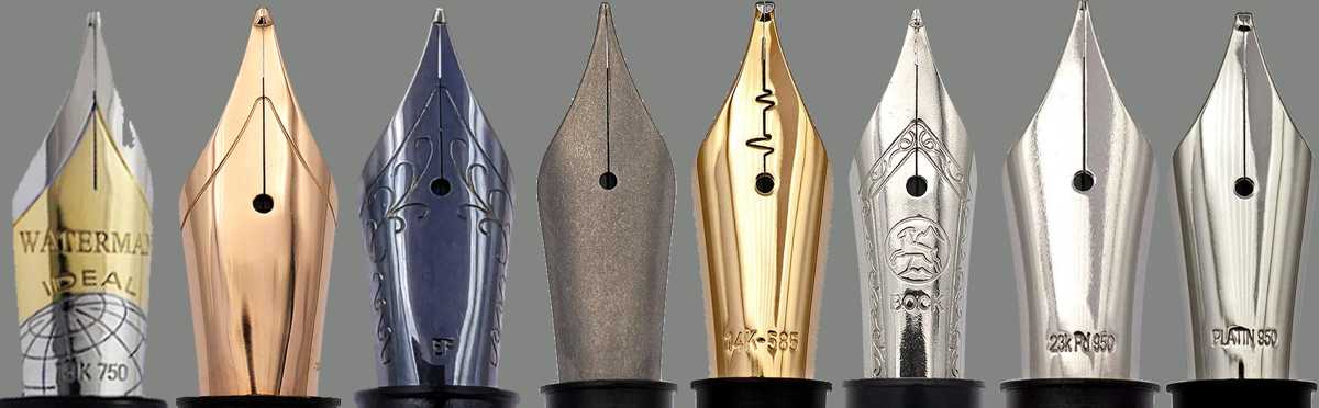 Comparsion of nibs of various materials and colors